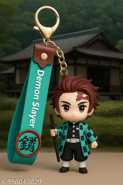 Demon Slayer Tanjiro Kamado Anime Keychain 3D with PVC Strip and Metal Hook|| Anime Keychain Trendy