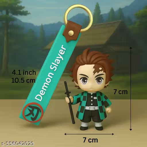 Demon Slayer Tanjiro Kamado Anime Keychain 3D with PVC Strip and Metal Hook|| Anime Keychain Trendy